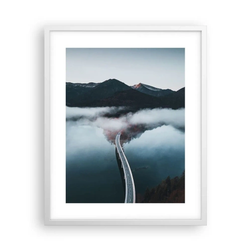 Plakát v bílém rámu - U vody hladké jako zrcadlo - 40x50 cm