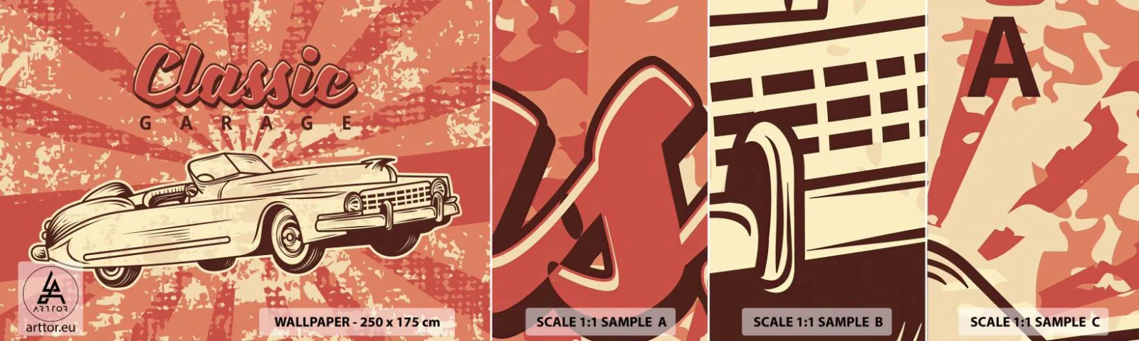 Vzor Fototapety Samolepicí Deluxe Sticker - V rádiu je Elvis - Auto, Kabriolet, Cestování - 100x30 cm