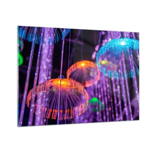 Obraz na skle - Světelná fontána - 100x70 cm