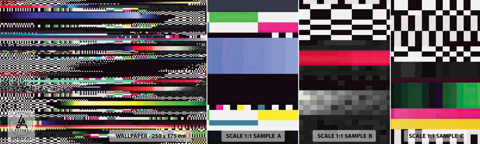 Vzor Fototapety Samolepicí Deluxe Sticker - Kontrolní obraz skutečnosti - Abstrakce, Kus, Digitální šum - 100x30 cm