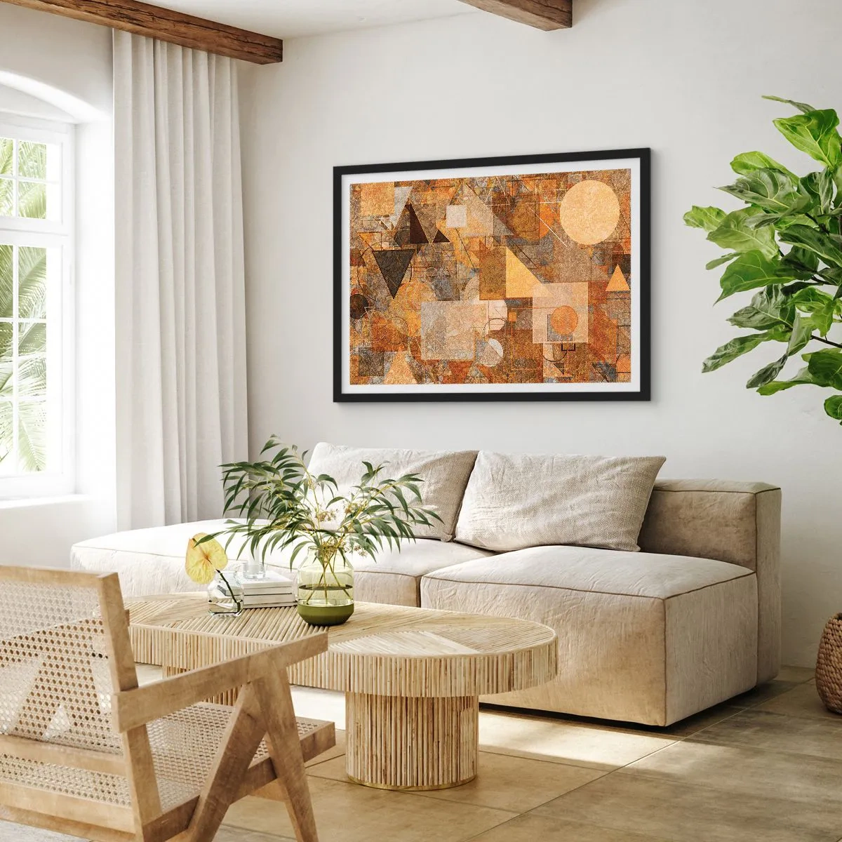 Plakát v černém rámu - Kubistická bronzová studie - 100x70 cm