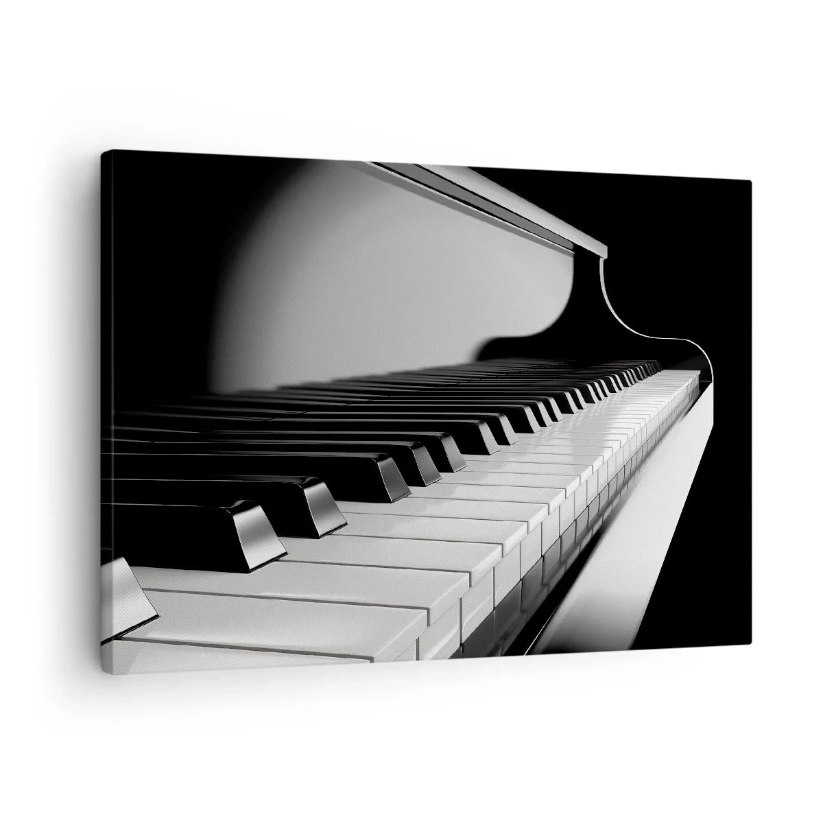 Obraz na plátně - Klávesy klavíru v elegantním černobílém záběru - 70x50cm - Harmonie tvarů a barev - Moderní nástěnná dekorace do obývacího pokoje a ložnice ARTTOR