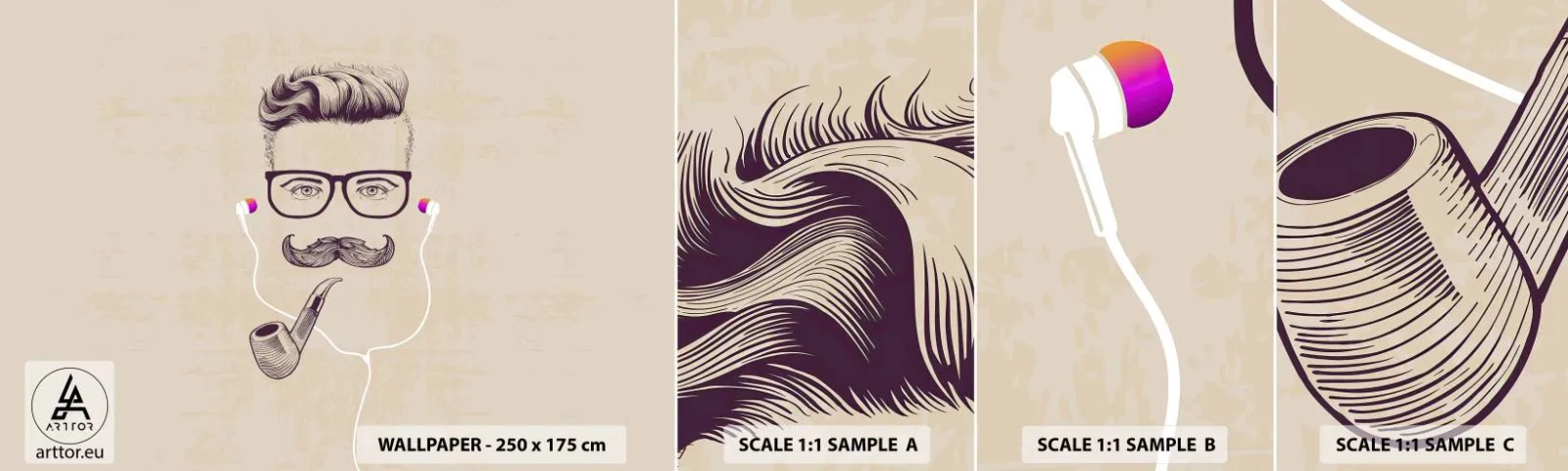 Vzor Fototapety Samolepicí Deluxe Sticker - Skutečný muž? - Muž, Abstrakce, Trubka - 100x30 cm