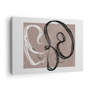 Obraz na plátně - Černobílá abstrakce na béžovém pozadí - 70x50cm - Kompozice – hledání úplnosti - Moderní nástěnná dekorace do obývacího pokoje a ložnice ARTTOR
