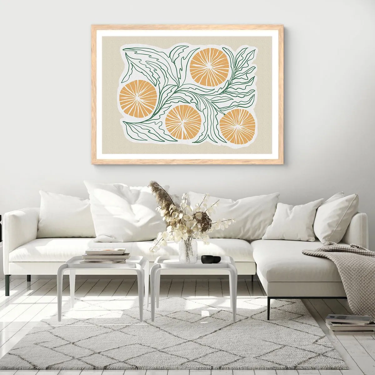 Plakát v rámu světlý dub - Etnický s abstraktním nádechem - 100x70 cm