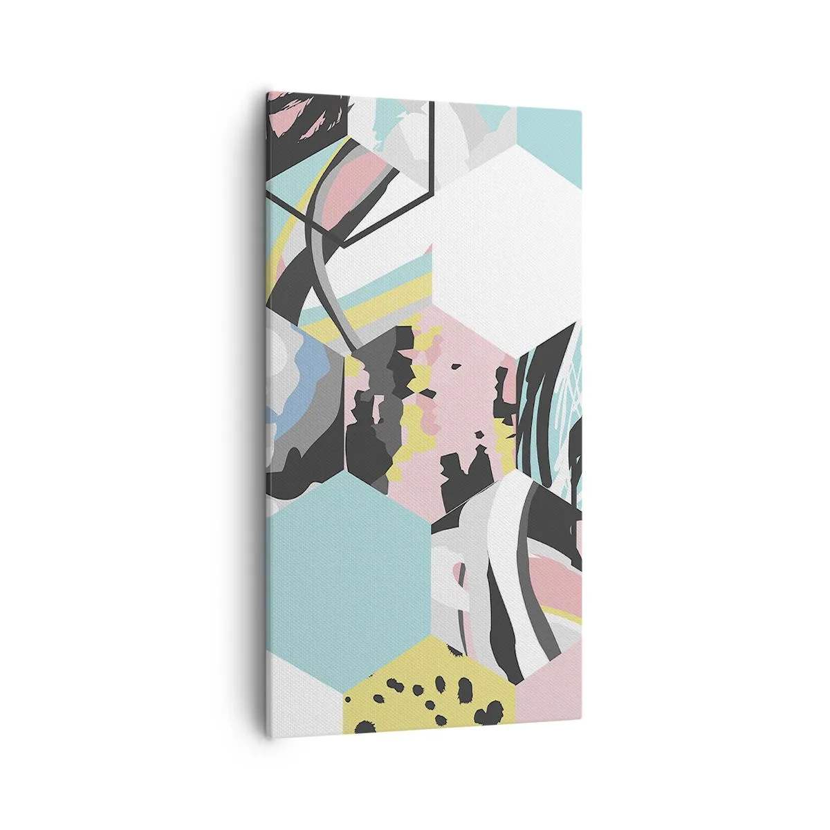 Obraz na plátně - Šestiúhelníky a krychle v šesti barvách - 55x100 cm