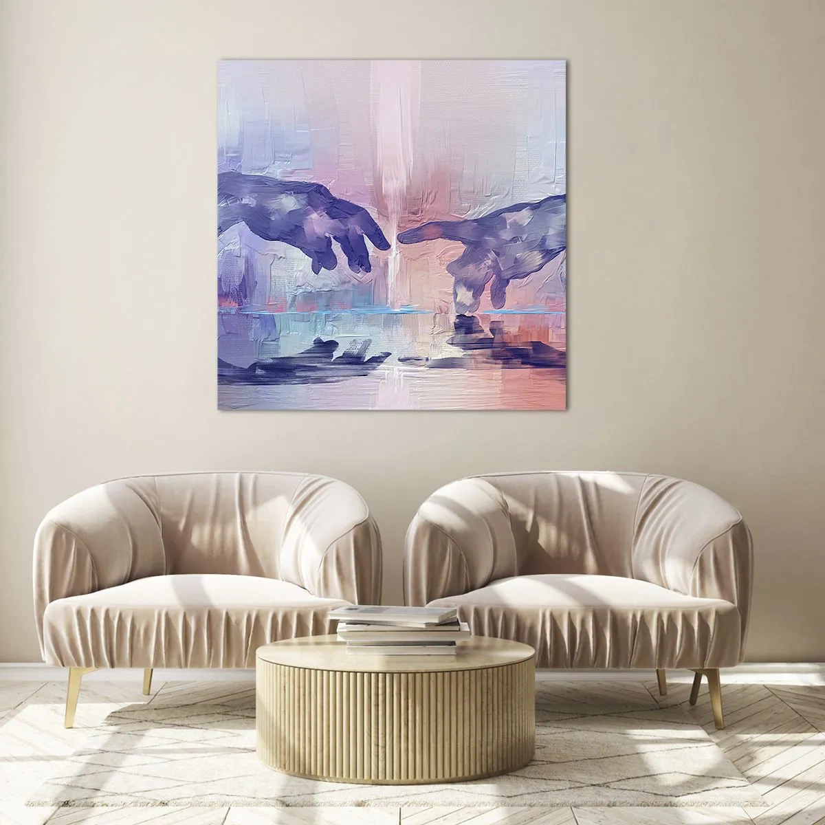 Obraz na skle - Božská jiskra života - 70x70 cm