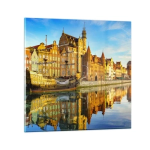 Obraz na skle - Zrcadlový odraz minulosti - 30x30 cm