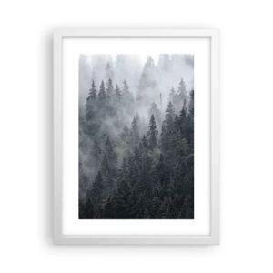 Plakát v bílém rámu - Lesní svítání - 30x40 cm