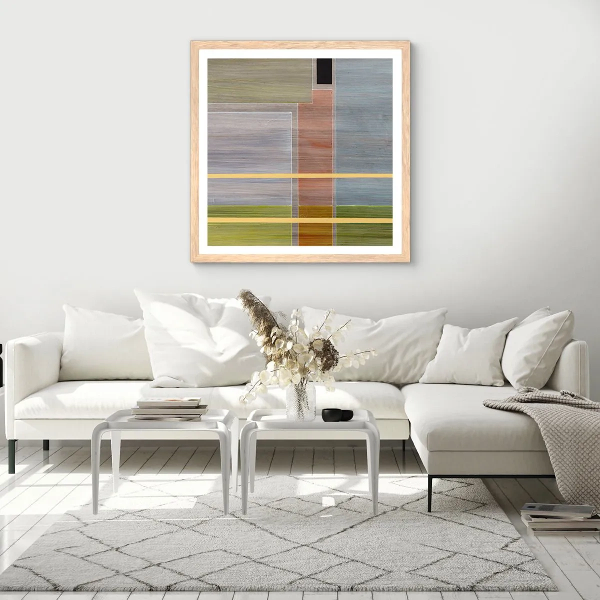 Plakát v rámu světlý dub - Jednoduše a v klidu - 50x50 cm