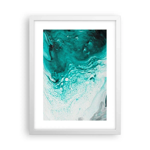 Plakát v bílém rámu - Propadnout v bílé a tyrkysové - 30x40 cm