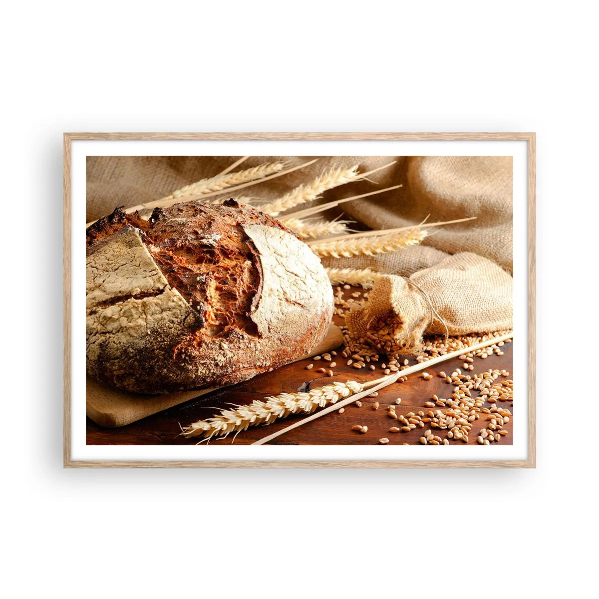 Plakát v rámu světlý dub - Chutný, voňavý, křupavý - 100x70 cm