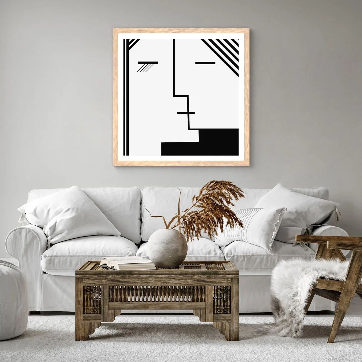 Plakát v rámu světlý dub - Prostě polibek - 60x60 cm