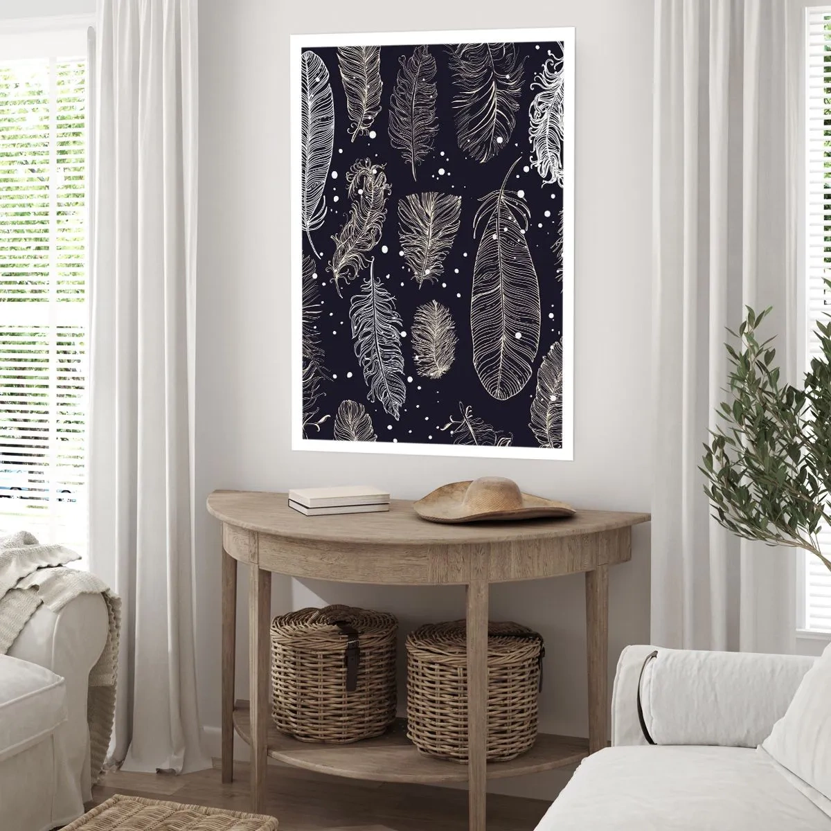 Plakát - Krajka s peřím - 70x100 cm