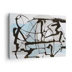 Obraz na plátně - Abstraktní linie a tvary v modré a černé barvě - 70x50cm - Přesto modrá - Moderní nástěnná dekorace do obývacího pokoje a ložnice ARTTOR