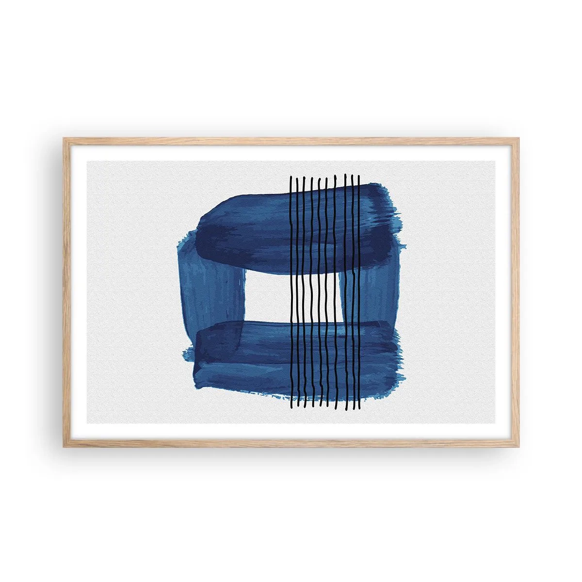 Plakát v rámu světlý dub - Modročerná kompozice - 91x61 cm