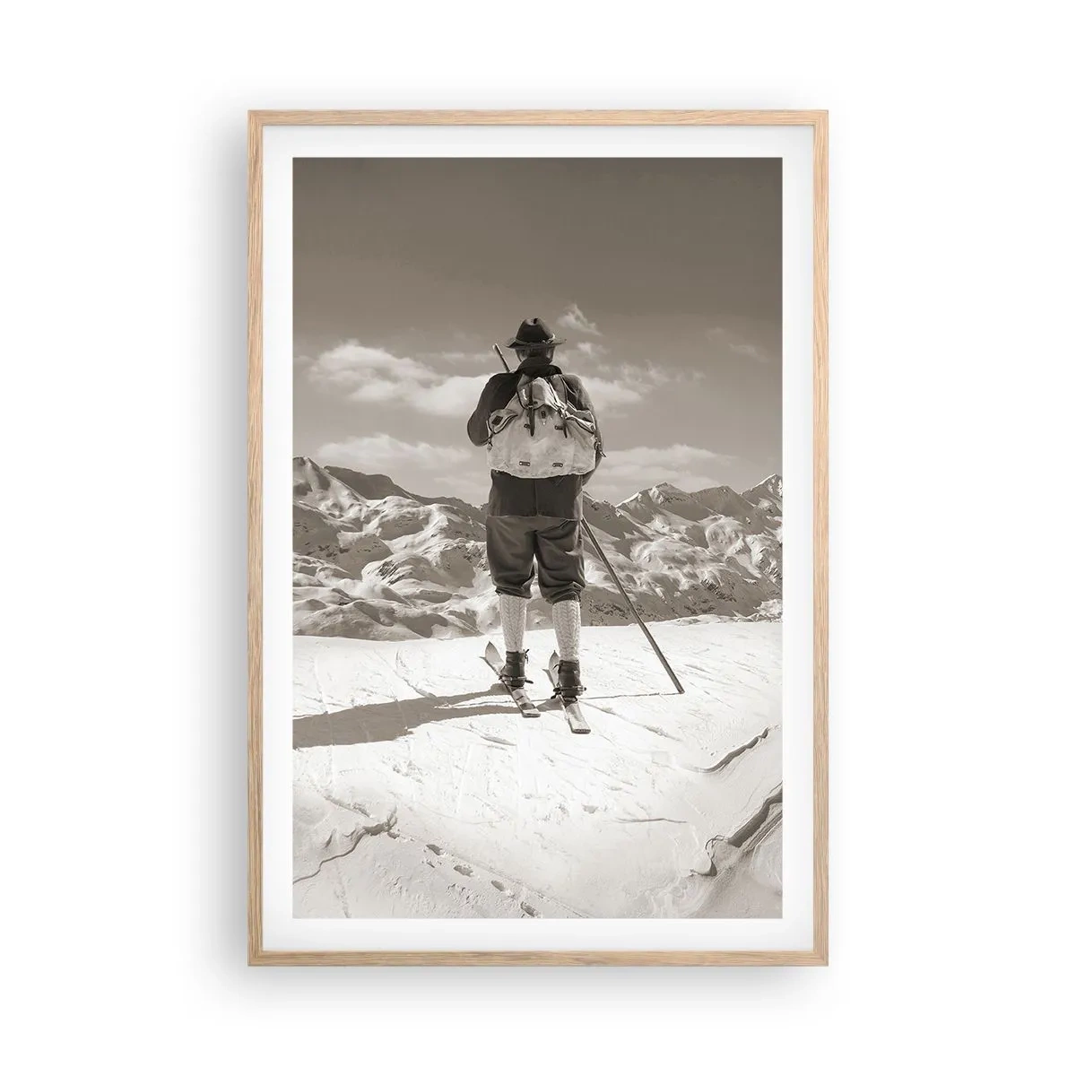 Plakát v rámu světlý dub - Stejné hory - 61x91 cm