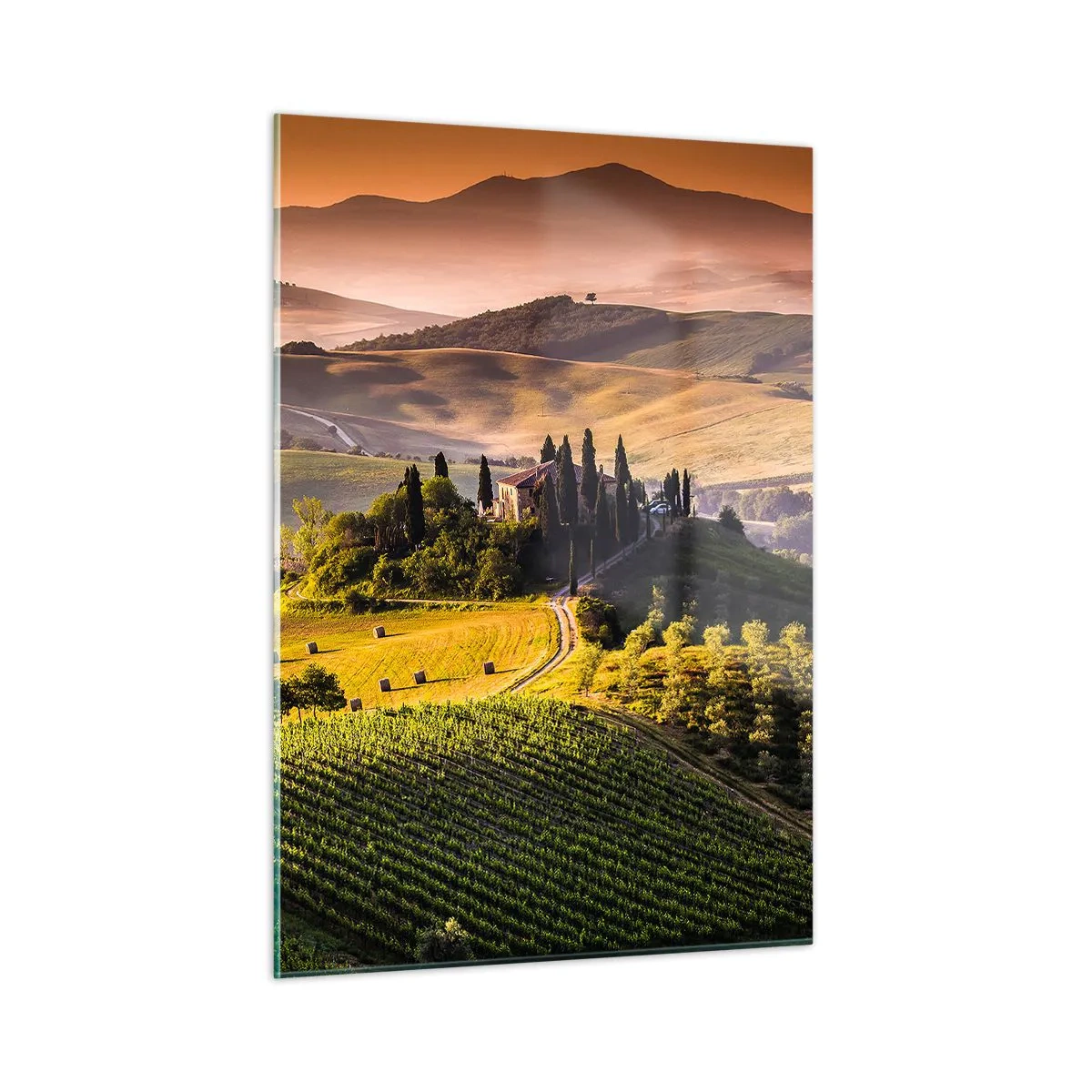 Obraz na skle - Arkádie - toskánská krajina - 50x70 cm