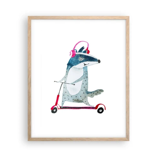 Plakát v rámu světlý dub - Jezevčí radosti - 40x50 cm