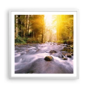 Plakát v bílém rámu - Malachit ve stříbrně-zlaté podobě - 60x60 cm