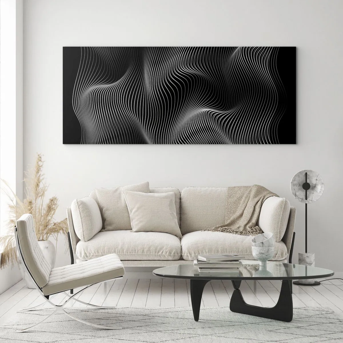 Obraz na skle - Tanec světla v prostoru - 100x40 cm