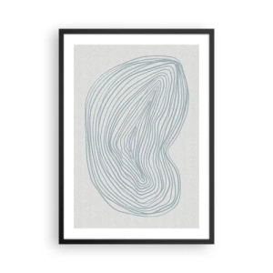 Plakát v černém rámu - Minimalistická abstrakce s lineárním vzorem v odstínech modré. - 50x70cm - Úsměv kapky - Moderní nástěnná dekorace do obývacího pokoje a ložnice ARTTOR