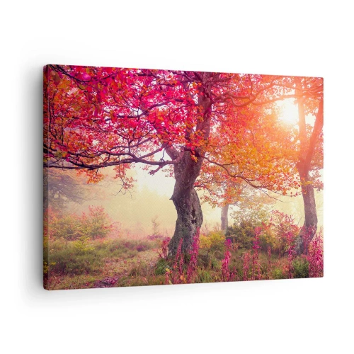 Obraz na plátně - Podzimní krajina se stromy v intenzivních barvách - 70x50cm - Šílenství rozkvětu - Moderní nástěnná dekorace do obývacího pokoje a ložnice ARTTOR