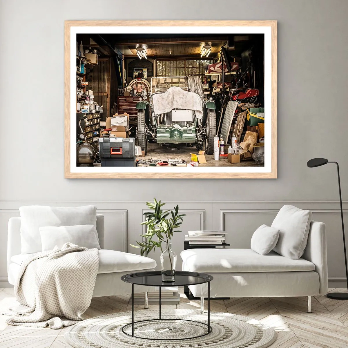 Plakát v rámu světlý dub - Zpět do minulosti - 100x70 cm