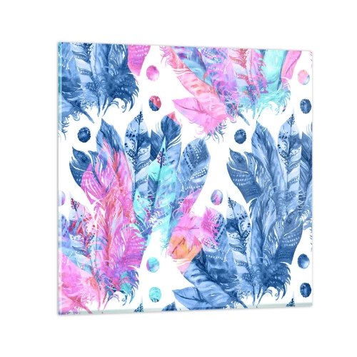 Obraz na skle - Chocholy v růžové a blankytné - 40x40 cm