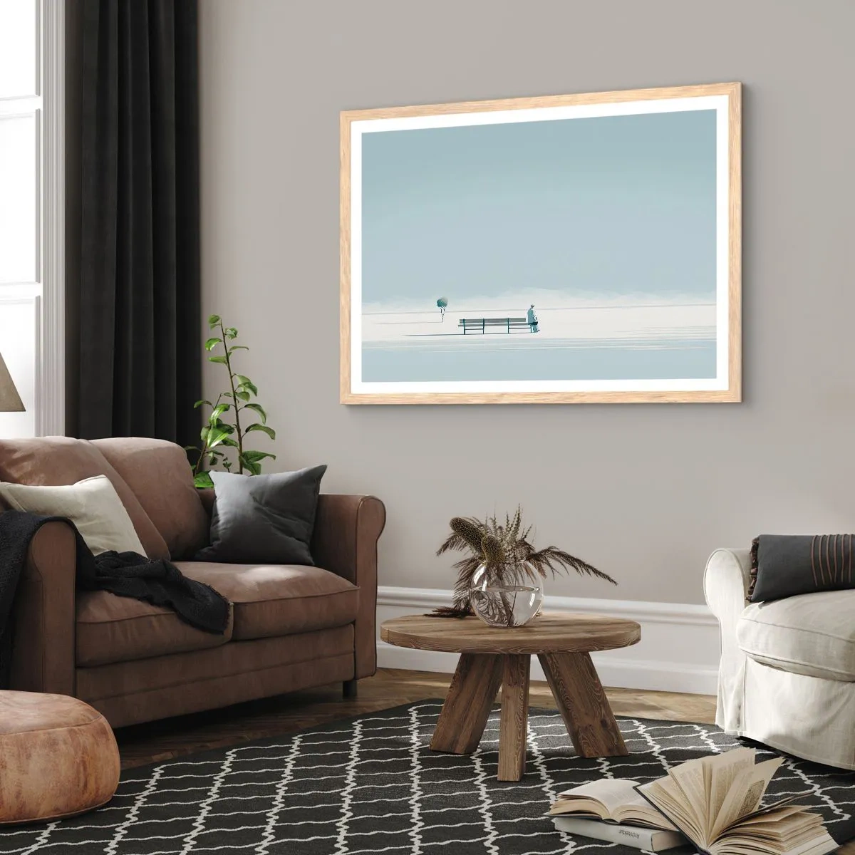 Plakát v rámu světlý dub - Ano, čekám. - 100x70 cm