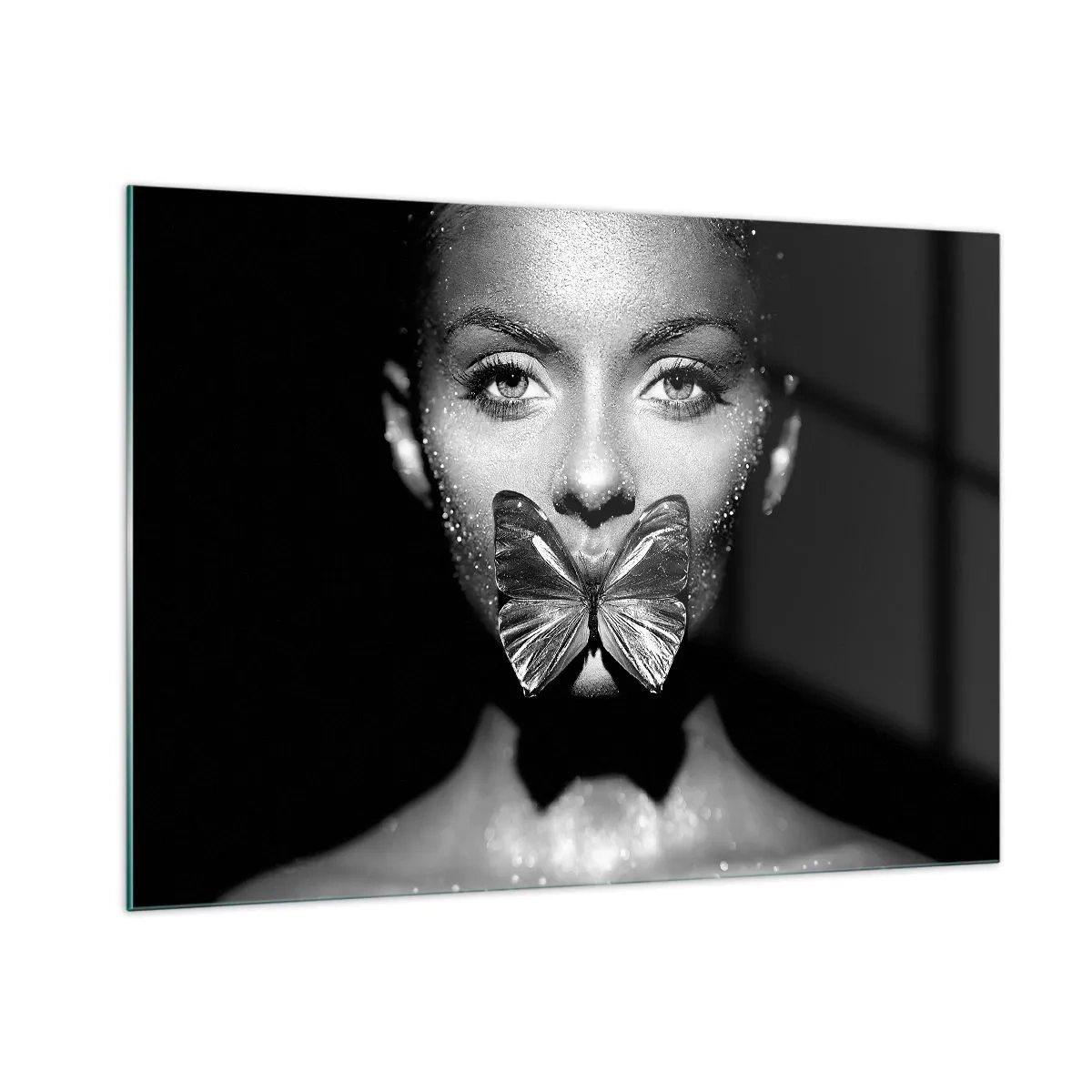 Obraz na skle - Motýlí polibek - 100x70 cm