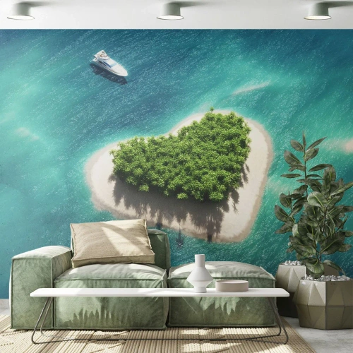 Fototapeta Premium Sand - Miluji léto - Krajina, Ostrov V Oceánu, Jachta - 350x256 cm