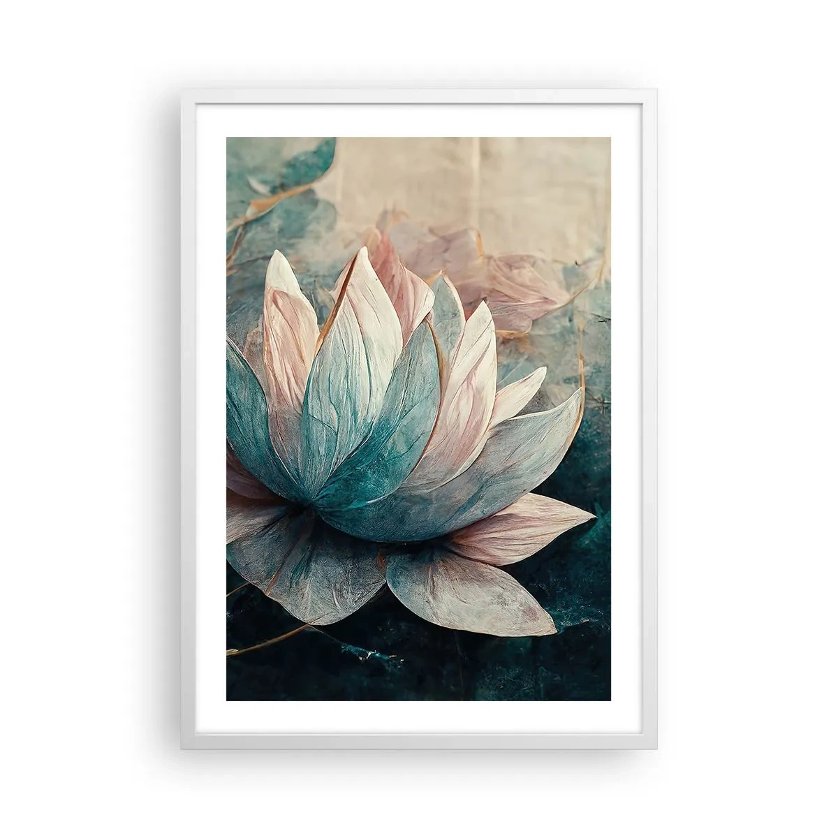 Plakát v bílém rámu - Hvězdy a jezero - 50x70 cm