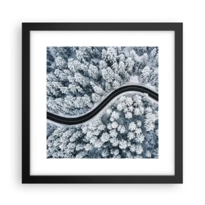 Plakát v černém rámu - Zimním lesem - 30x30 cm