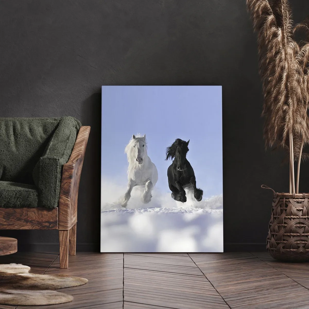 Obraz na plátně - Černo-bílý cval - 50x70 cm