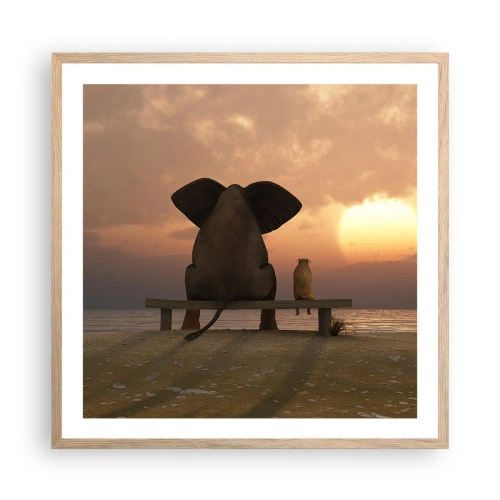 Plakát v rámu světlý dub - Je skvělé spolu mlčet - 60x60 cm