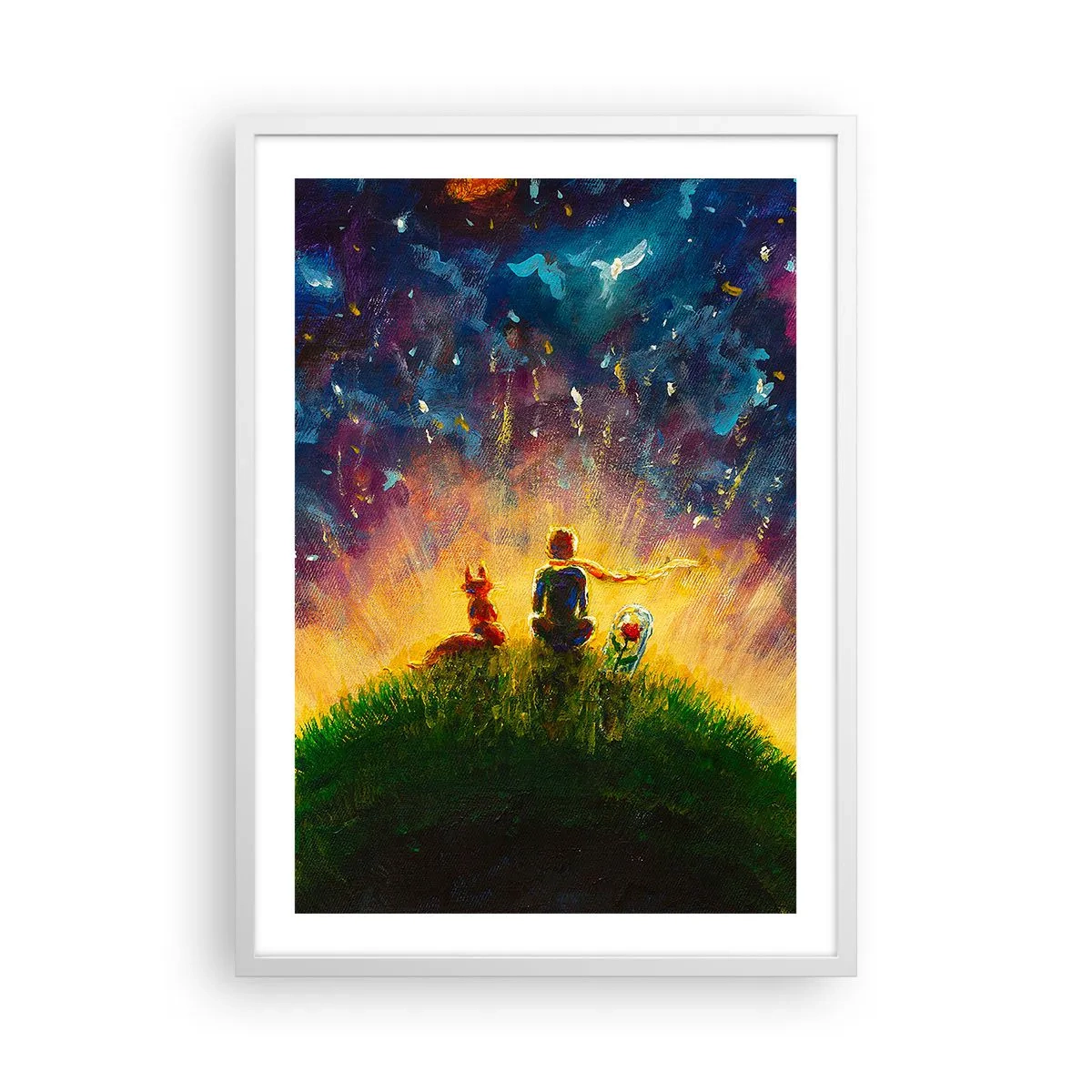 Plakát v bílém rámu - Láska a přátelství - celý svět - 50x70 cm