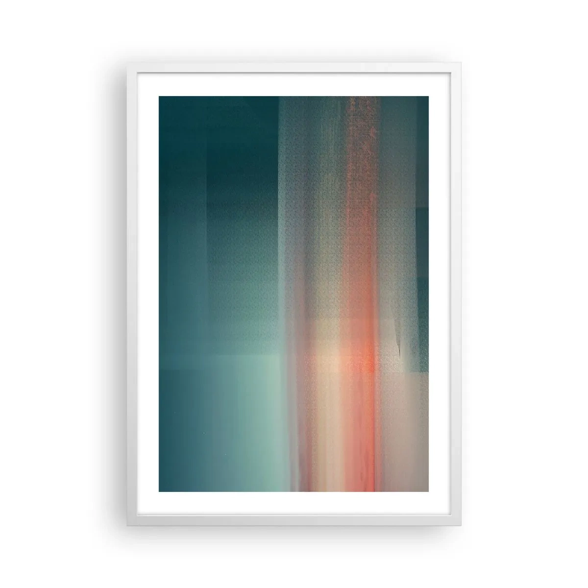 Plakát v bílém rámu - Abstrakce: vlny světla - 50x70 cm