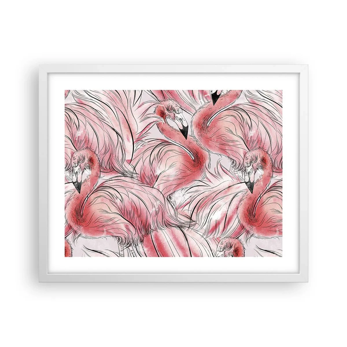 Plakát v bílém rámu - Ptačí corps de ballet - 50x40 cm