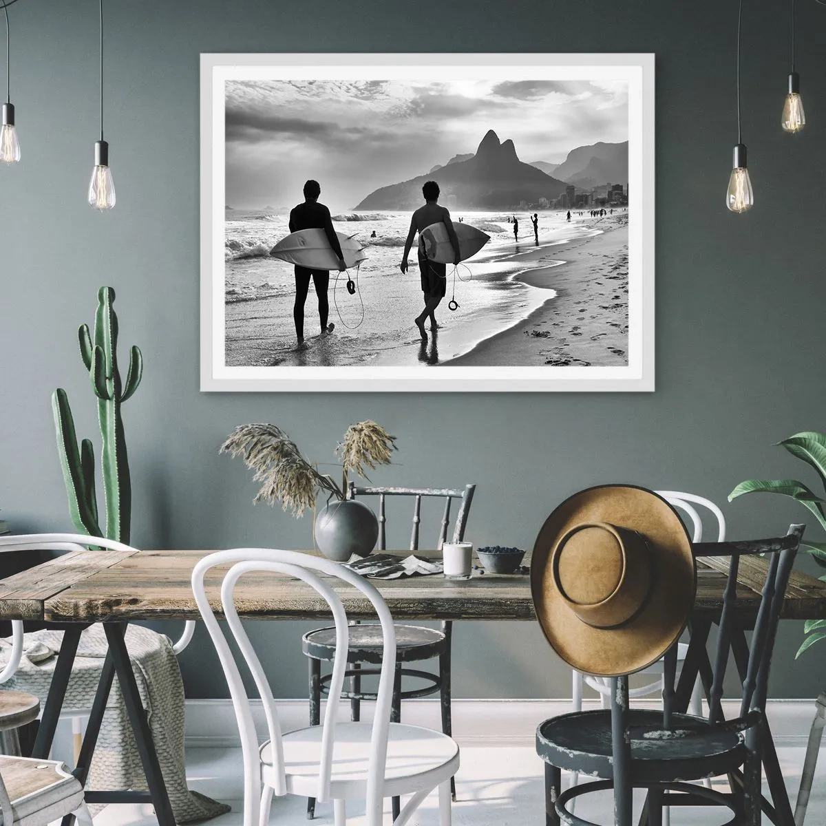 Plakát v bílém rámu - Samba na jednu vlnu - 100x70 cm