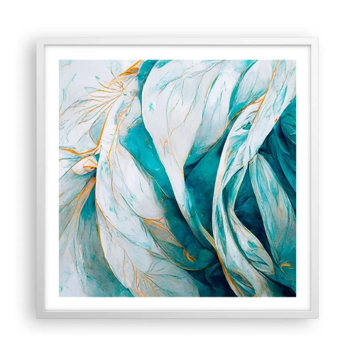 Plakát v bílém rámu - Modrá abstrakce se zlatým motivem - 60x60 cm