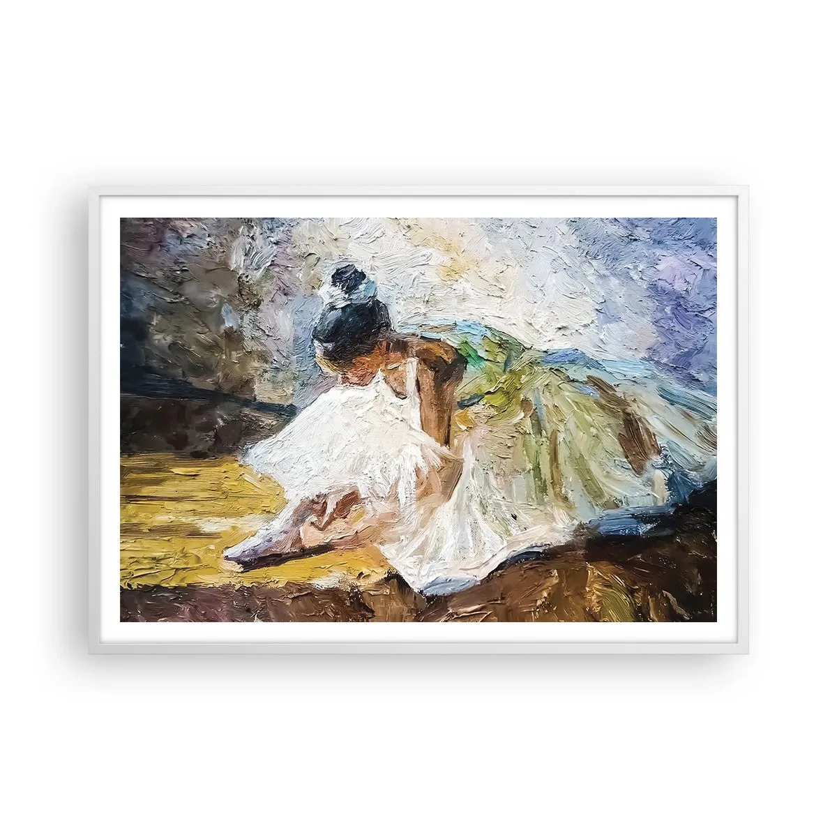 Plakát v bílém rámu - Z Degasova obrazu - 100x70 cm