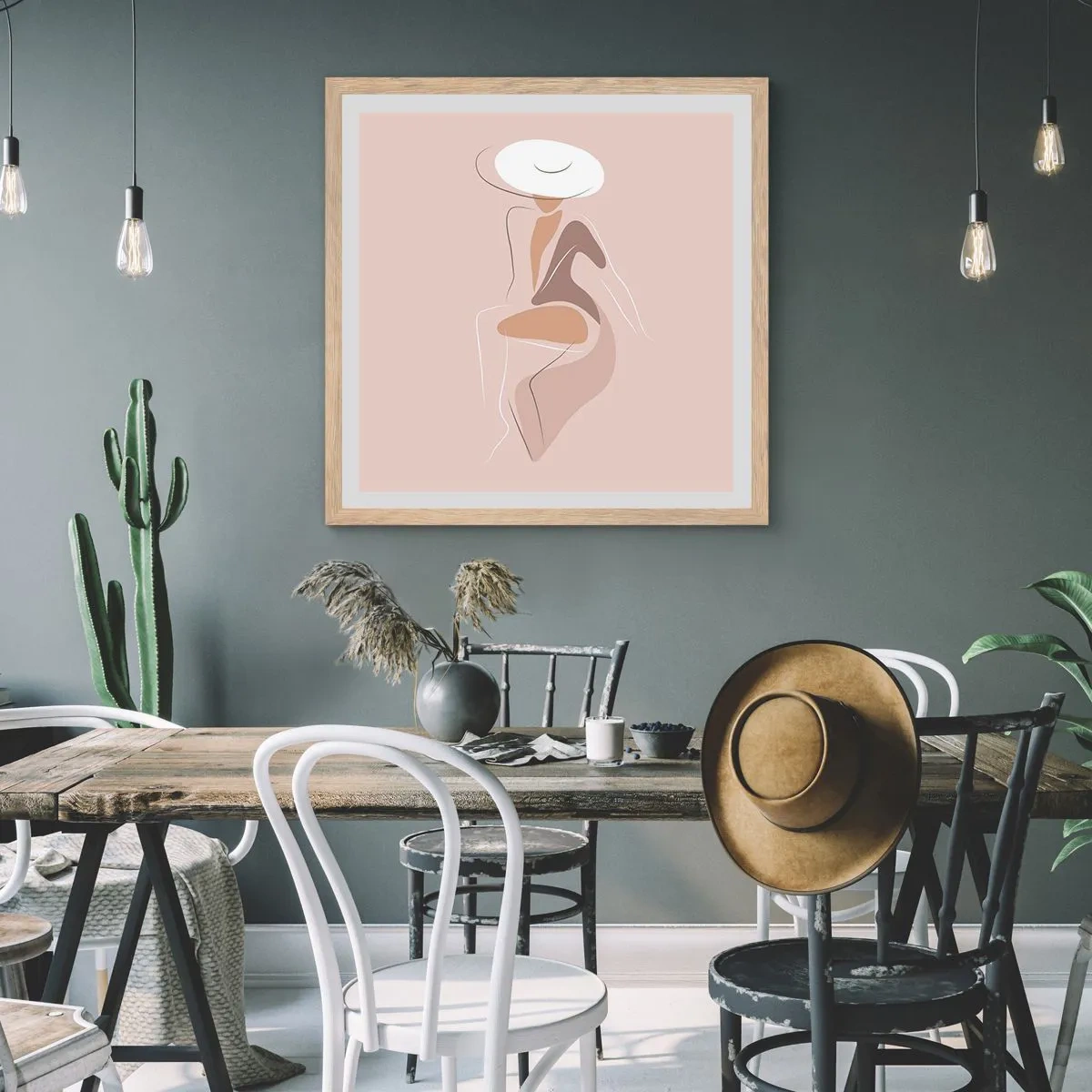 Plakát v rámu světlý dub - Jak vypadá pravá dáma? - 60x60 cm