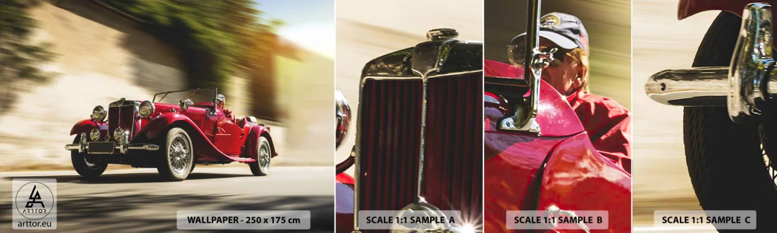 Vzor Fototapety Samolepicí Deluxe Sticker - Krásnější než Níké Samothrácká - Auto, Retro, Kabriolet - 100x30 cm