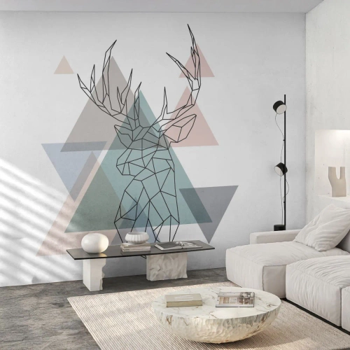 Fototapeta Standard Eco - V geometrickém lese - Abstrakce, Jelen, Grafika - 400x280 cm