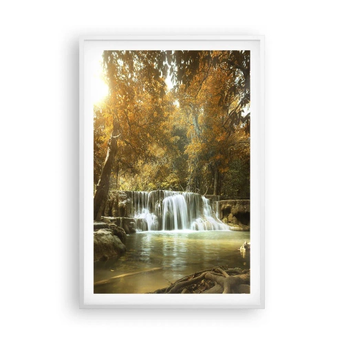 Plakát v bílém rámu - Parkový vodopád - 61x91 cm