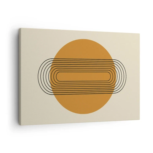 Obraz na plátně - Geometrický vzor s oranžovými kruhy a čarami - 70x50cm - Dokonalý plán - Moderní nástěnná dekorace do obývacího pokoje a ložnice ARTTOR