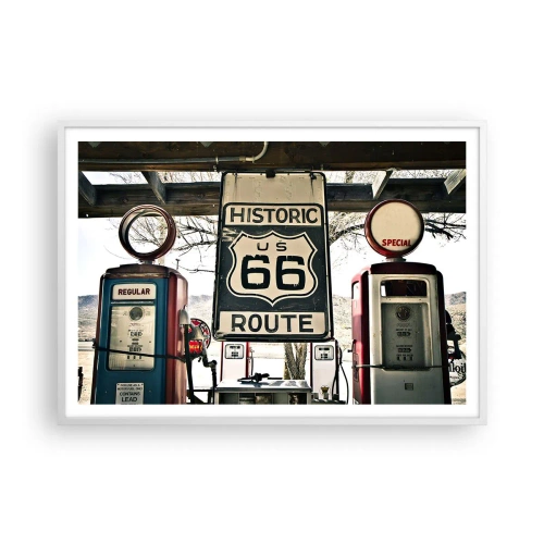 Plakát v bílém rámu - Americká retro cesta - 100x70 cm