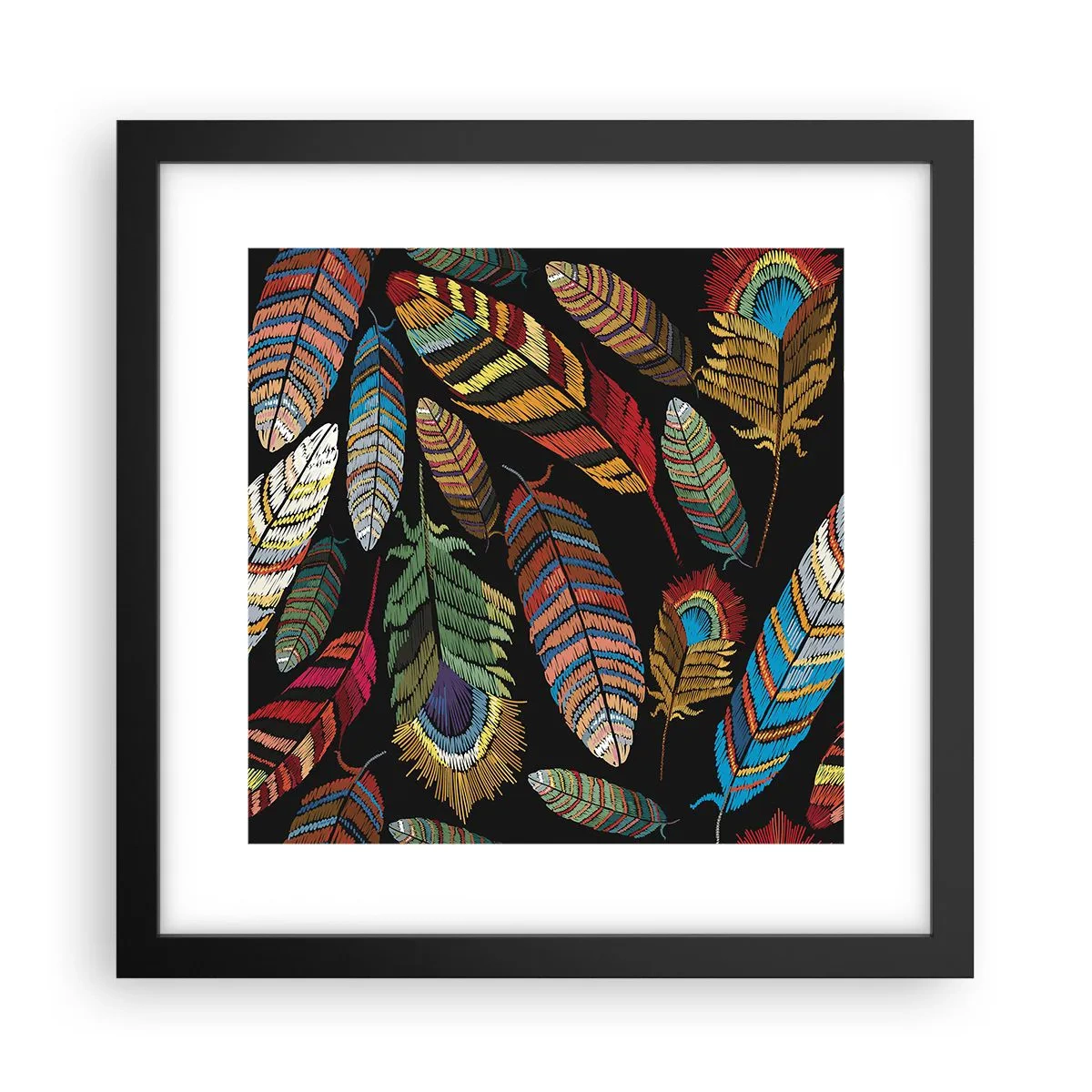 Plakát v černém rámu - Ptačí karneval - 30x30 cm