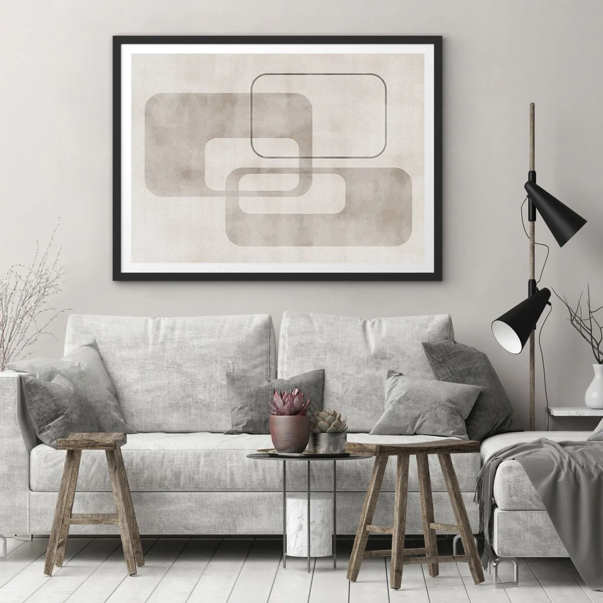 Plakát v černém rámu - Geometrická fuga - 70x50 cm
